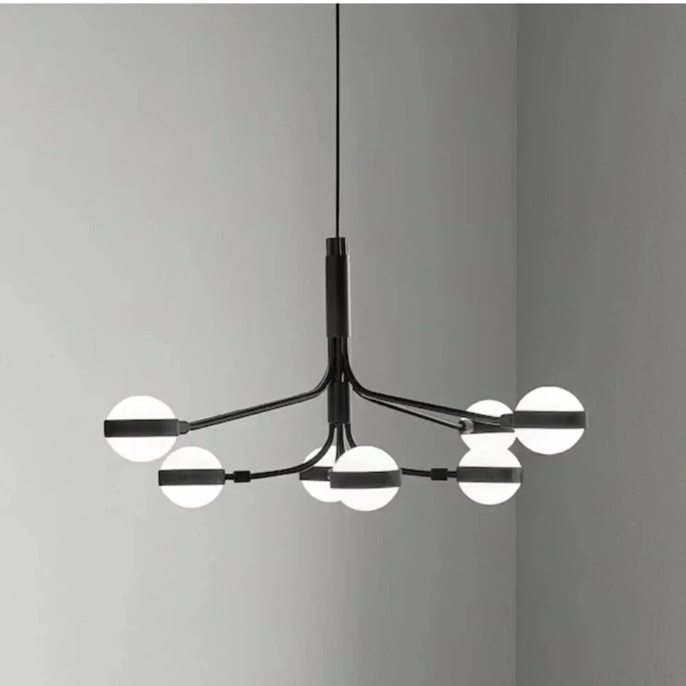 Ikea Storslinga LED Chandelier 8 Arm Ball Light Modern Fixture Black White New